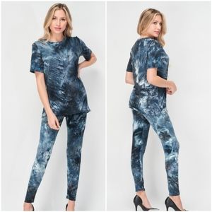 Tie dye brushed T shirt and leggings set